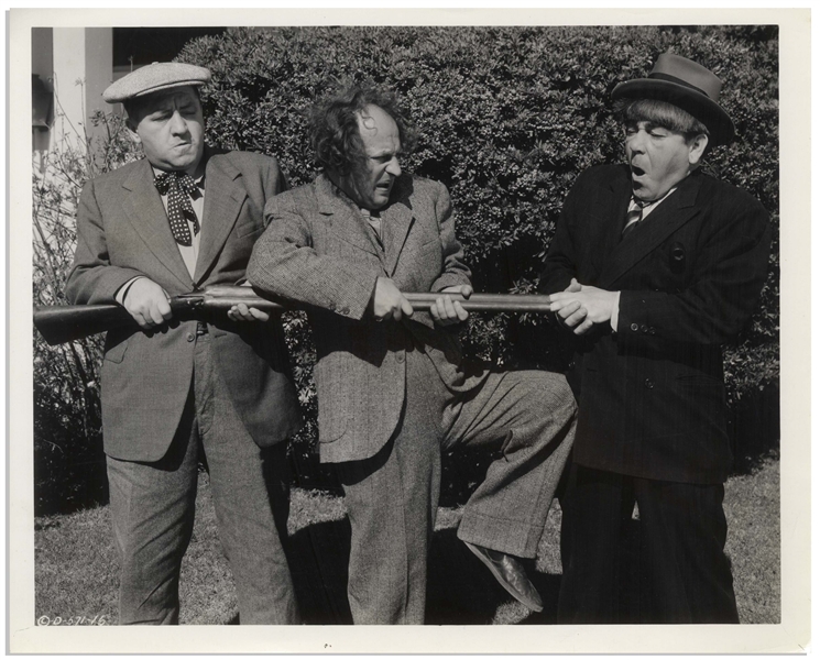 Lot of Five 10 x 8 Glossy Photos From The Three Stooges 1944 Film The Yoke's on Me -- Very Good Condition
